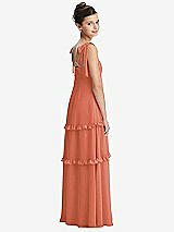 Rear View Thumbnail - Terracotta Copper Tie-Shoulder Juniors Dress with Tiered Ruffle Skirt