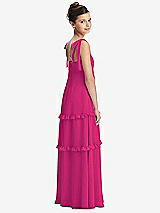 Rear View Thumbnail - Think Pink Tie-Shoulder Juniors Dress with Tiered Ruffle Skirt