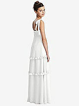 Rear View Thumbnail - White Tie-Shoulder Juniors Dress with Tiered Ruffle Skirt