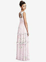 Rear View Thumbnail - Watercolor Print Tie-Shoulder Juniors Dress with Tiered Ruffle Skirt