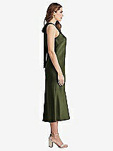 Side View Thumbnail - Olive Green Tie Neck Cutout Midi Tank Dress - Lou