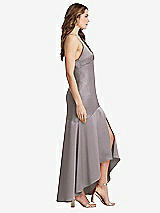Side View Thumbnail - Cashmere Gray Asymmetrical Drop Waist High-Low Slip Dress - Devon