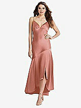 Front View Thumbnail - Desert Rose Asymmetrical Drop Waist High-Low Slip Dress - Devon