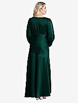Alt View 2 Thumbnail - Evergreen Puff Sleeve Asymmetrical Drop Waist High-Low Slip Dress - Teagan