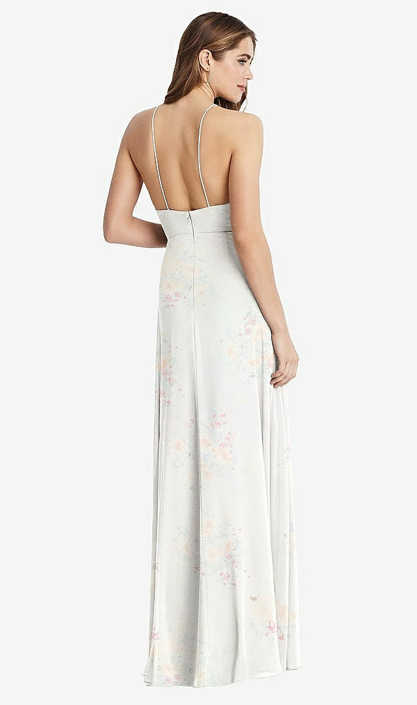 Back View - Spring Fling High Neck Chiffon Maxi Dress with Front Slit - Lela