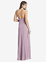 Rear View Thumbnail - Suede Rose High Neck Chiffon Maxi Dress with Front Slit - Lela