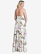 Alt View 2 Thumbnail - Butterfly Botanica Ivory High Neck Chiffon Maxi Dress with Front Slit - Lela