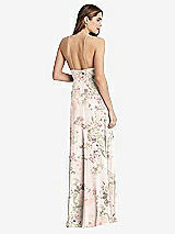 Rear View Thumbnail - Blush Garden High Neck Chiffon Maxi Dress with Front Slit - Lela