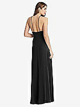 Rear View Thumbnail - Black High Neck Chiffon Maxi Dress with Front Slit - Lela