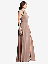 Side View Thumbnail - Bliss High Neck Chiffon Maxi Dress with Front Slit - Lela