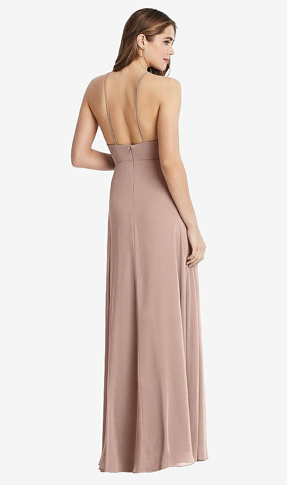 Back View - Bliss High Neck Chiffon Maxi Dress with Front Slit - Lela