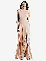 Front View Thumbnail - Cameo High Neck Chiffon Maxi Dress with Front Slit - Lela