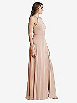 Side View Thumbnail - Cameo High Neck Chiffon Maxi Dress with Front Slit - Lela