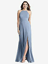 Front View Thumbnail - Cloudy High Neck Chiffon Maxi Dress with Front Slit - Lela