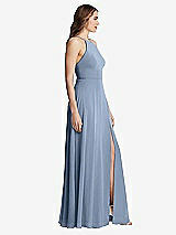 Side View Thumbnail - Cloudy High Neck Chiffon Maxi Dress with Front Slit - Lela