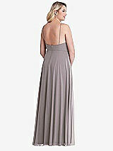 Alt View 2 Thumbnail - Cashmere Gray High Neck Chiffon Maxi Dress with Front Slit - Lela