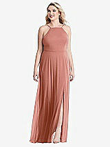 Alt View 1 Thumbnail - Desert Rose High Neck Chiffon Maxi Dress with Front Slit - Lela
