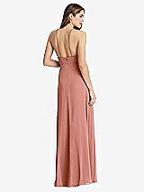 Rear View Thumbnail - Desert Rose High Neck Chiffon Maxi Dress with Front Slit - Lela