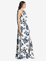 Side View Thumbnail - Indigo Rose High Neck Chiffon Maxi Dress with Front Slit - Lela
