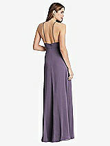 Rear View Thumbnail - Lavender High Neck Chiffon Maxi Dress with Front Slit - Lela