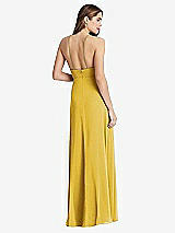 Rear View Thumbnail - Marigold High Neck Chiffon Maxi Dress with Front Slit - Lela