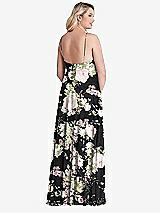 Alt View 2 Thumbnail - Noir Garden High Neck Chiffon Maxi Dress with Front Slit - Lela