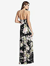 Rear View Thumbnail - Noir Garden High Neck Chiffon Maxi Dress with Front Slit - Lela