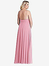 Alt View 2 Thumbnail - Peony Pink High Neck Chiffon Maxi Dress with Front Slit - Lela