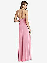 Rear View Thumbnail - Peony Pink High Neck Chiffon Maxi Dress with Front Slit - Lela