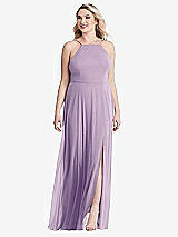 Alt View 1 Thumbnail - Pale Purple High Neck Chiffon Maxi Dress with Front Slit - Lela