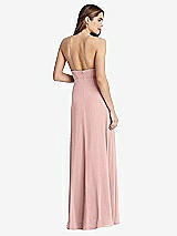 Rear View Thumbnail - Rose - PANTONE Rose Quartz High Neck Chiffon Maxi Dress with Front Slit - Lela