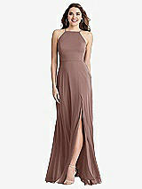Front View Thumbnail - Sienna High Neck Chiffon Maxi Dress with Front Slit - Lela
