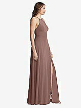 Side View Thumbnail - Sienna High Neck Chiffon Maxi Dress with Front Slit - Lela