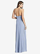 Rear View Thumbnail - Sky Blue High Neck Chiffon Maxi Dress with Front Slit - Lela
