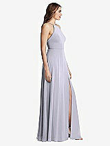 Side View Thumbnail - Silver Dove High Neck Chiffon Maxi Dress with Front Slit - Lela