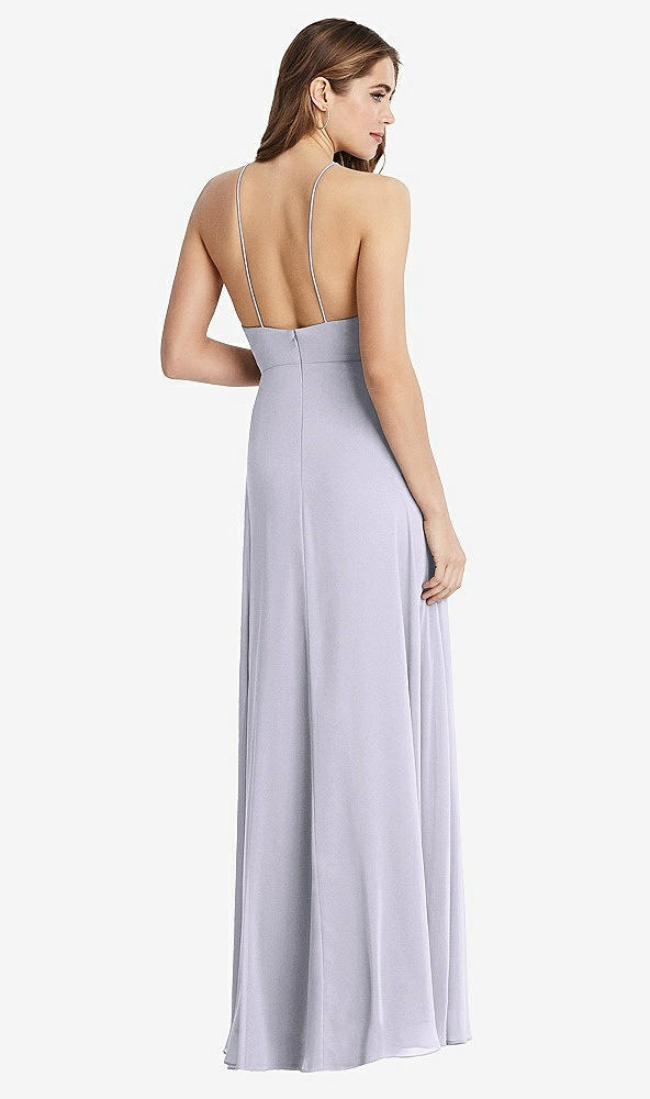 Back View - Silver Dove High Neck Chiffon Maxi Dress with Front Slit - Lela