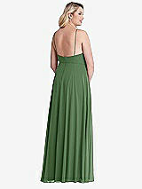 Alt View 2 Thumbnail - Vineyard Green High Neck Chiffon Maxi Dress with Front Slit - Lela