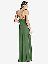 Rear View Thumbnail - Vineyard Green High Neck Chiffon Maxi Dress with Front Slit - Lela