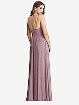 Rear View Thumbnail - Dusty Rose Chiffon Maxi Wrap Dress with Sash - Cora