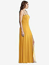 Side View Thumbnail - NYC Yellow Square Neck Chiffon Maxi Dress with Front Slit - Elliott