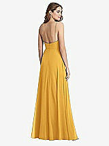 Rear View Thumbnail - NYC Yellow Square Neck Chiffon Maxi Dress with Front Slit - Elliott