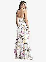 Rear View Thumbnail - Butterfly Botanica Ivory Square Neck Chiffon Maxi Dress with Front Slit - Elliott