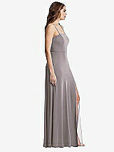 Side View Thumbnail - Cashmere Gray Square Neck Chiffon Maxi Dress with Front Slit - Elliott