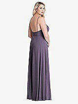 Alt View 2 Thumbnail - Lavender Square Neck Chiffon Maxi Dress with Front Slit - Elliott