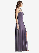 Side View Thumbnail - Lavender Square Neck Chiffon Maxi Dress with Front Slit - Elliott