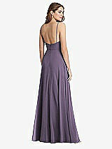 Rear View Thumbnail - Lavender Square Neck Chiffon Maxi Dress with Front Slit - Elliott
