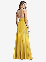 Rear View Thumbnail - Marigold Square Neck Chiffon Maxi Dress with Front Slit - Elliott