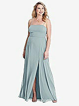 Alt View 1 Thumbnail - Morning Sky Square Neck Chiffon Maxi Dress with Front Slit - Elliott