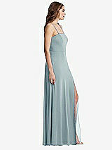 Side View Thumbnail - Morning Sky Square Neck Chiffon Maxi Dress with Front Slit - Elliott