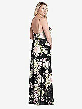 Alt View 2 Thumbnail - Noir Garden Square Neck Chiffon Maxi Dress with Front Slit - Elliott